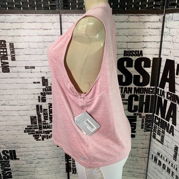 Reebok XL Zephyr Pink Heather Crew Neck Back Cut-Out Moisture Wicking Muscle Tee - Picture 5 of 6